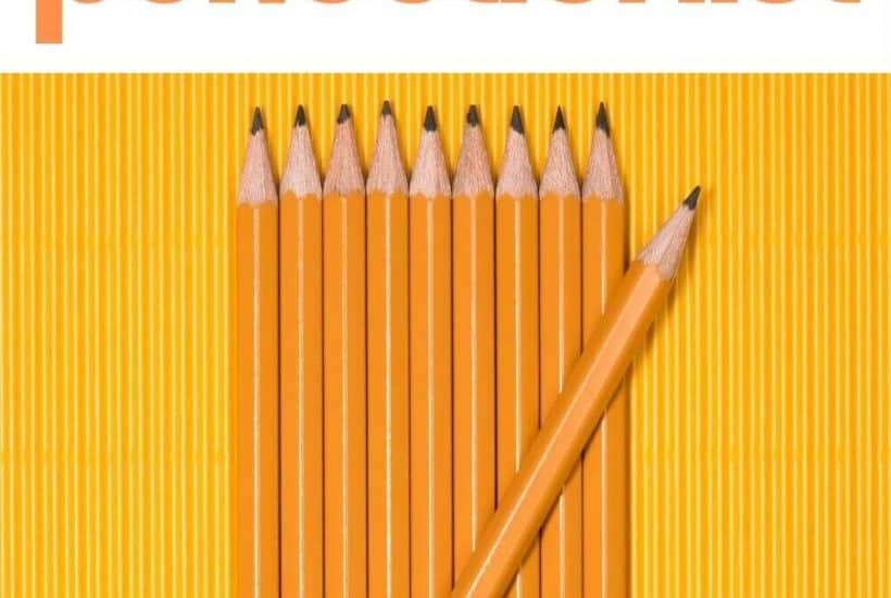 Pencils lined up with one off, to encourage people to stop being a perfectionist